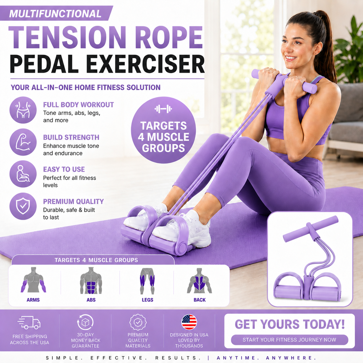Multi-Function 6-Tube Pedal Resistance Trainer