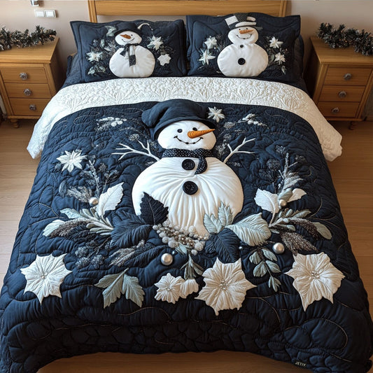 Frosty's Cozy Wonderland 3-Piece Quilted Bedding Set